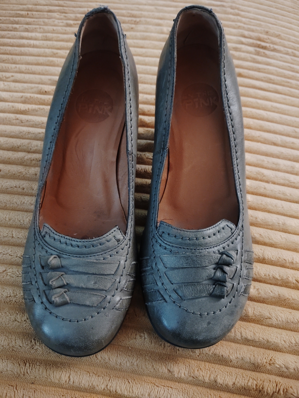 Gray  Women's Heels Made In Portugal All Leather - Size 38